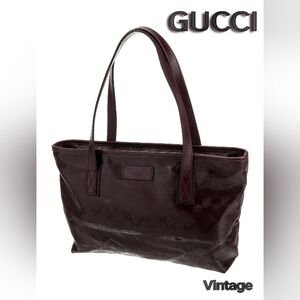 Vintage authentic Gucci Imprime tote purple with black streaks